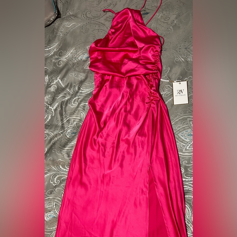 Pink Satin Midi Dress - RUNAWAY THE LABEL